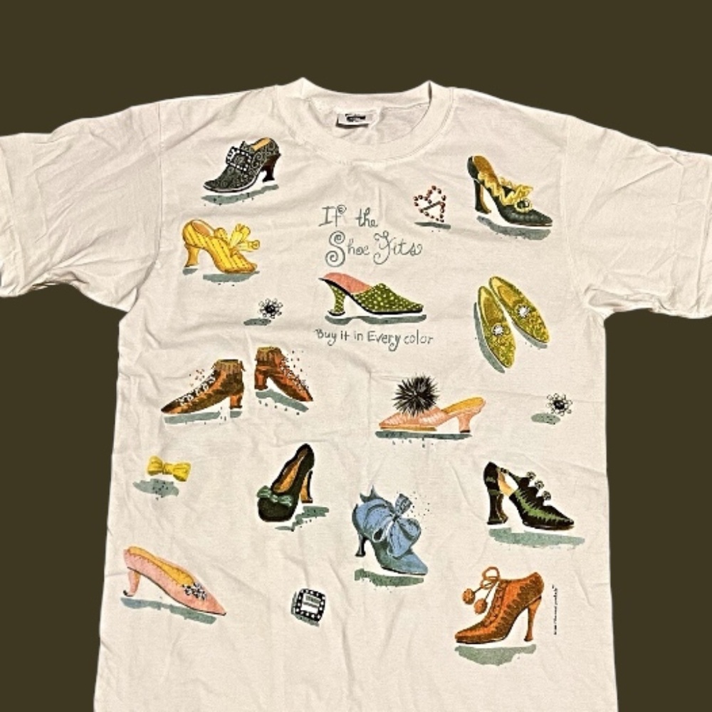 1998 Rel-e-vant If the Shoe Fits T-Shirt One Size Fits Most